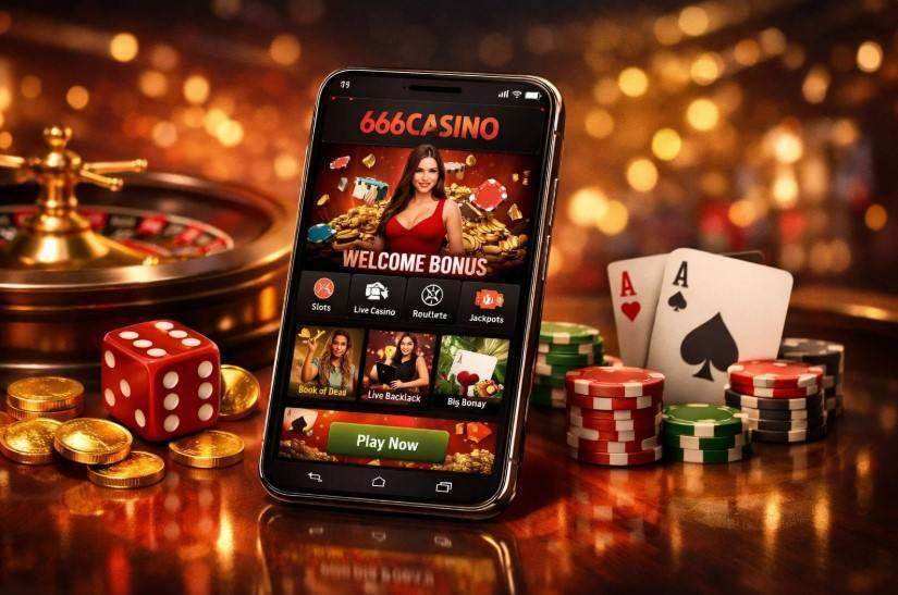 666 Casino mobile site interface on a smartphone